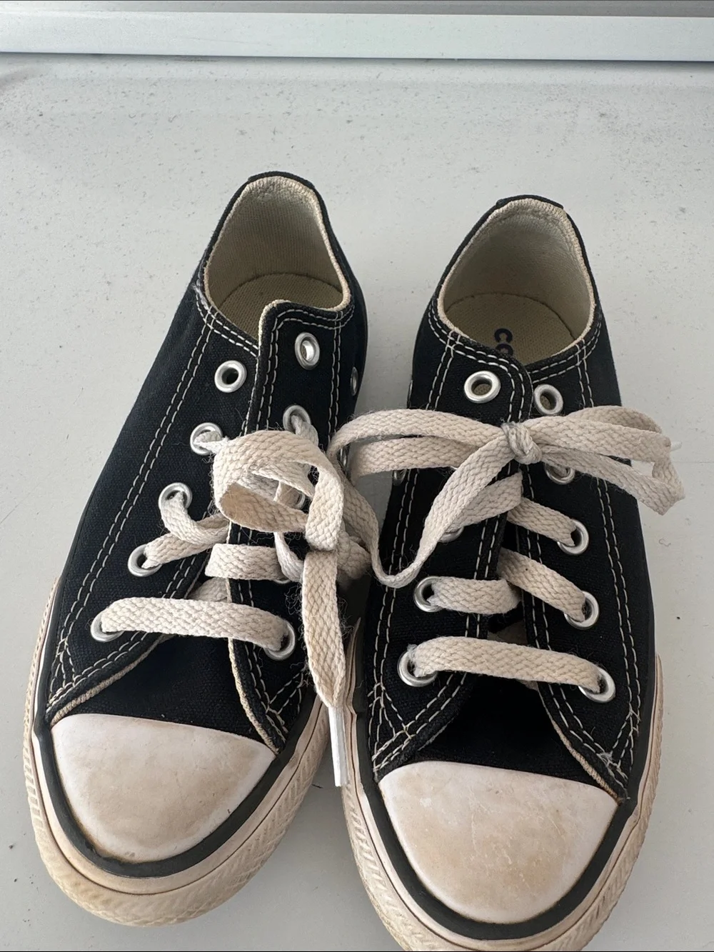 Converse Kids Black Canvas Low-Top Sneakers with Cream Laces
